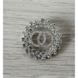 Silver Rhinestone Interlocking Circle Wreath Hair Clip Bobby Pin Slide Barrette